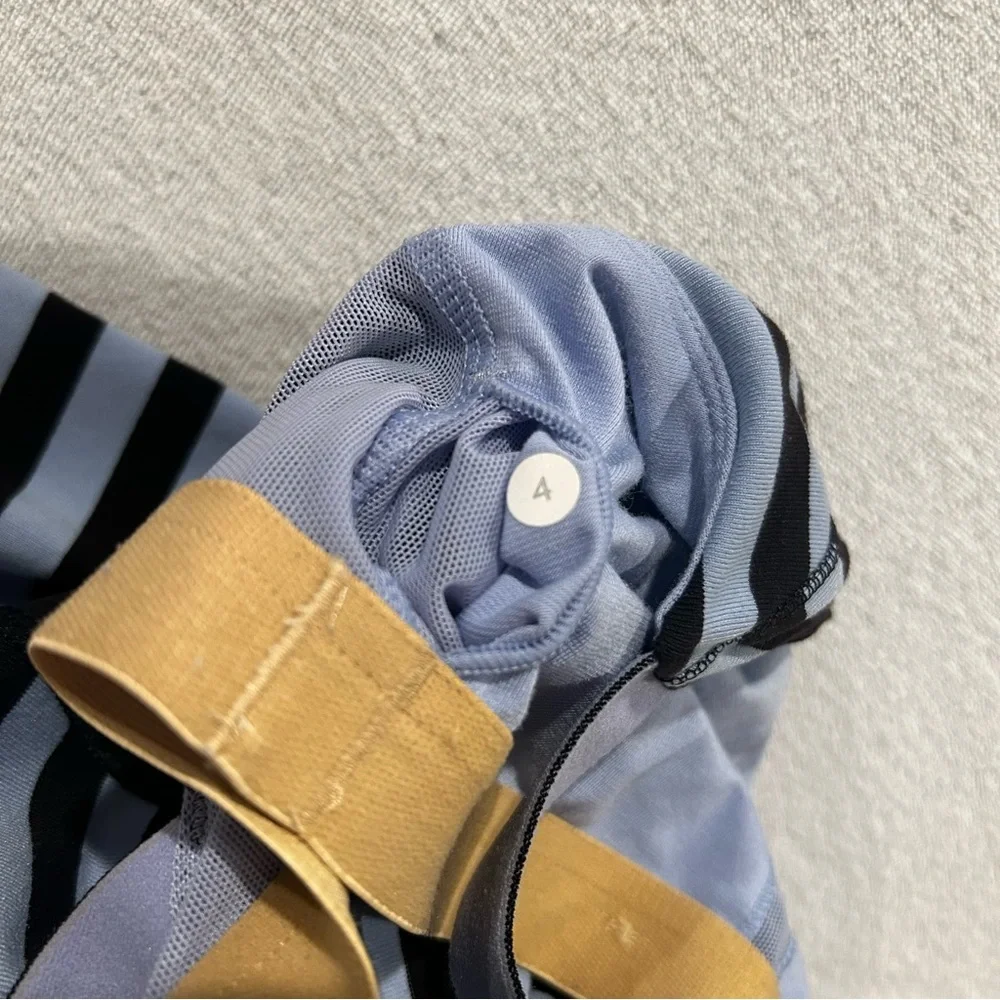 Sz 4 (fits 0 & 2) Lululemon Work It Out Lavender Black Striped Racerback Tank - Picture 4 of 7